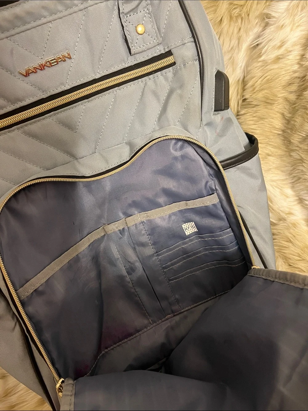 Vankean Backpack: Quilted Light Blue Backpack Tote for Women